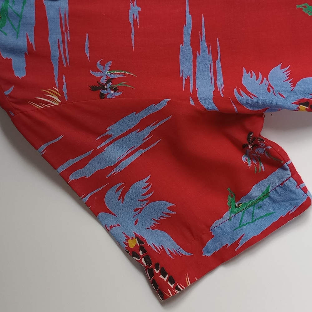 Vintage Kennington California Hawaiian Button Up Shirt Red & Blue Mens Large - Picture 3 of 10